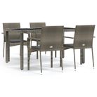vidaXL 5 Piece Garden Dining Set with Cushions Grey Poly Rattan