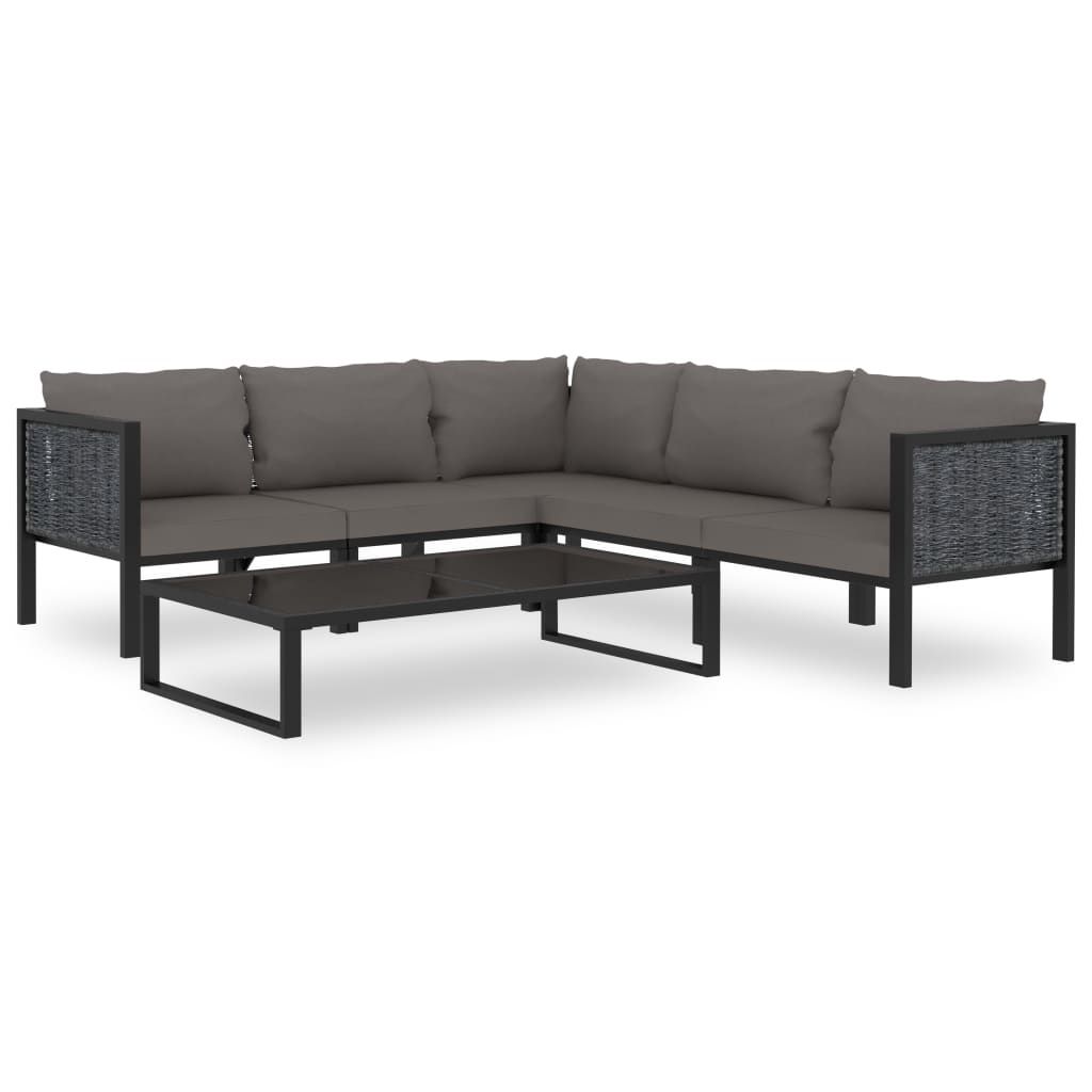 vidaXL 6 Piece Patio Lounge Set with Cushions Poly Rattan Anthracite
