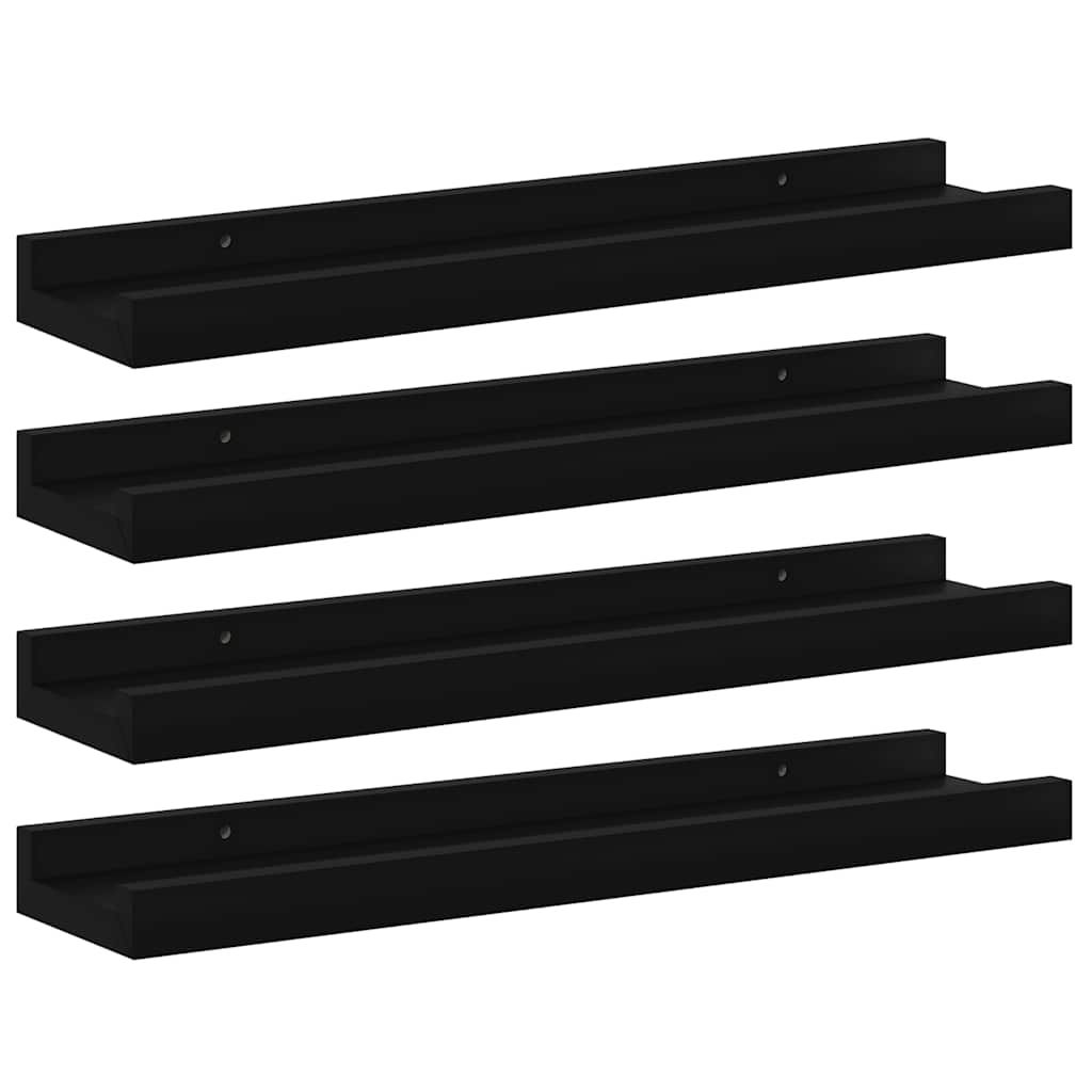 vidaXL Wall Shelves 4 pcs Black 40x9x3 cm