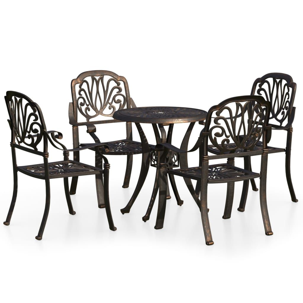 vidaXL 5 Piece Bistro Set Cast Aluminum Bronze