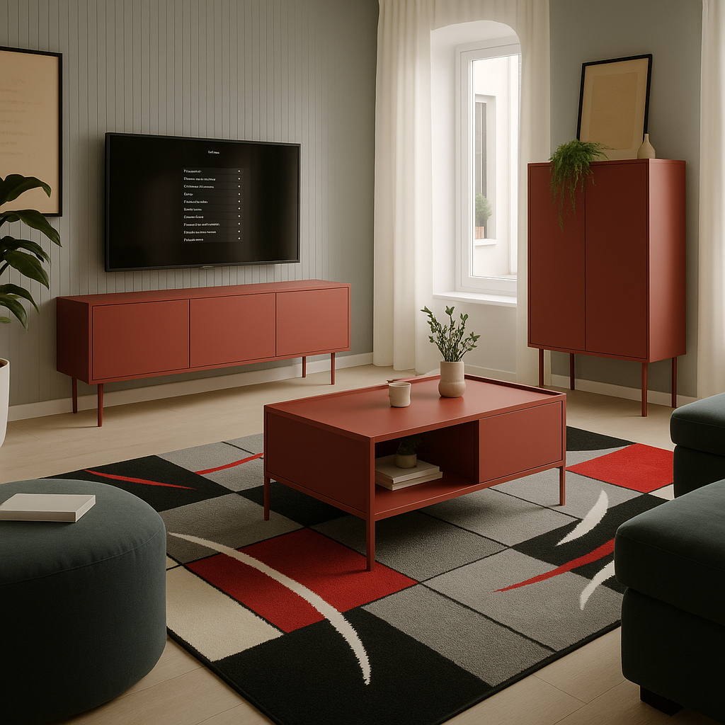 Minimalist red living room