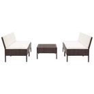 vidaXL 5 Piece Patio Sofa Set with Cushions Poly Rattan Brown