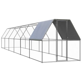 vidaXL Outdoor Chicken Cage 6.6'x39.4'x6.6' Galvanized Steel