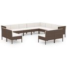 vidaXL 12 Piece Patio Lounge Set with Cushions Poly Rattan Brown