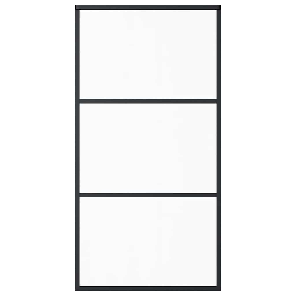 vidaXL Sliding Door ESG Glass and Aluminum 40.2"x80.7" Black