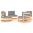 vidaXL 4 Piece Garden Lounge Set with Cushions Solid Wood Pine