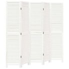 vidaXL Room Divider 5 Panels White Solid Wood Paulownia