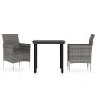 vidaXL 3 Piece Patio Dining Set with Cushions Gray and Black