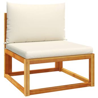 vidaXL Garden Sofa Armless with Cushions Wood Acacia&Rattan