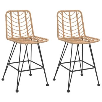 vidaXL Bar Stools 2 pcs 45x56x103.5 cm PE Rattan and Steel