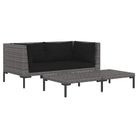 vidaXL 3 Piece Garden Lounge Set Dark Grey Half Round Poly Rattan