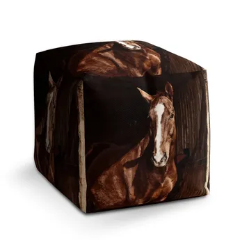 Sablio Taburet Cube Kůň ve stáji - 60x60x60 cm