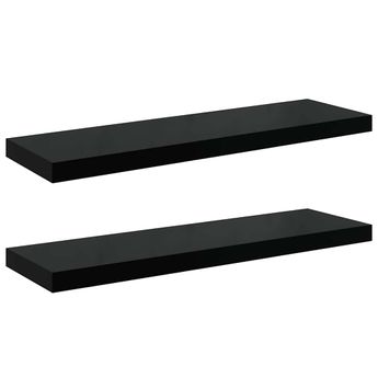 vidaXL Floating Wall Shelves 2 pcs High Gloss Black 31.5"x9.3"x1.5" MDF