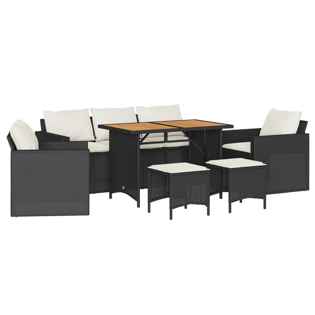 vidaXL 6 Piece Patio Sofa Set with Cushions Black Poly Rattan