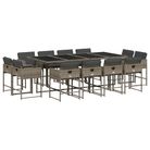 vidaXL 13 Piece Patio Dining Set with Cushions Gray Poly Rattan
