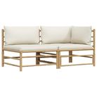 vidaXL 2 Piece Garden Lounge Set with Cream White Cushions Bamboo