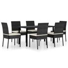 vidaXL 7 Piece Patio Dining Set Poly Rattan Black