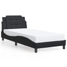 vidaXL Bed Frame without Mattress "Zadar" Black 39.4"x74.8" Faux Leather