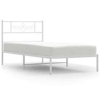 vidaXL Metal Bed Frame without Mattress with Headboard White 100x190cm