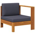 vidaXL Middle Sofa with 1 Armrest Dark Gray Solid Acacia Wood