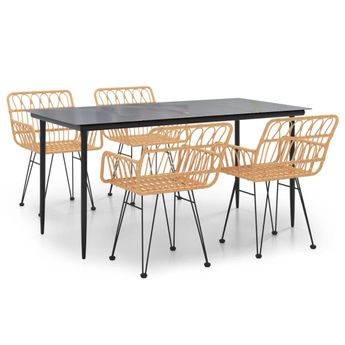 vidaXL 5 Piece Garden Dining Set Poly Rattan