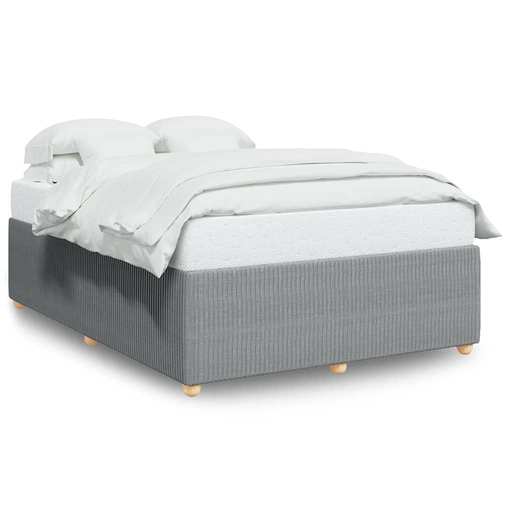 vidaXL Bed Frame without Mattress Light Gray Queen Fabric