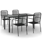 vidaXL 5 Piece Garden Dining Set Black Cotton Rope and Steel