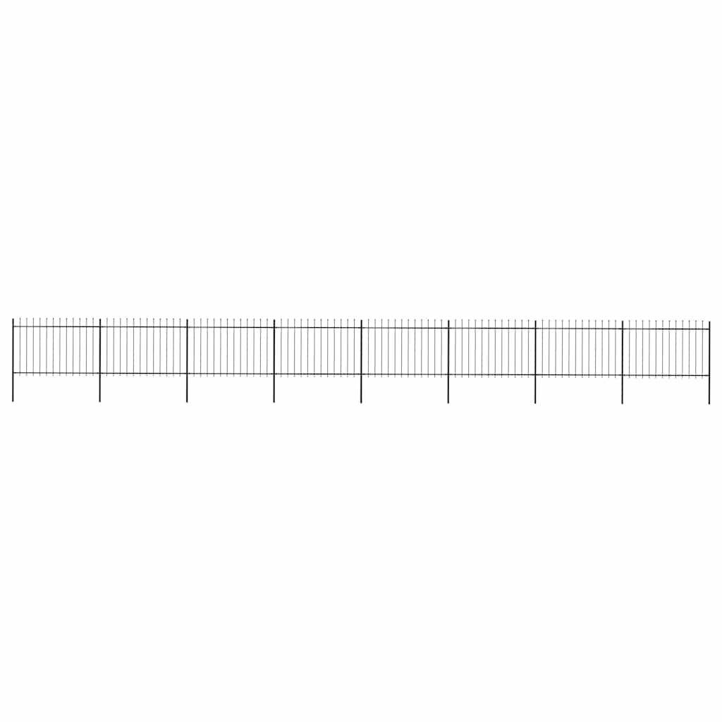 vidaXL Garden Fence with Spear Top Steel 1426x120 cm Black