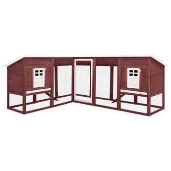 vidaXL Outdoor Rabbit Hutch with Run Mocca and White Solid Fir Wood