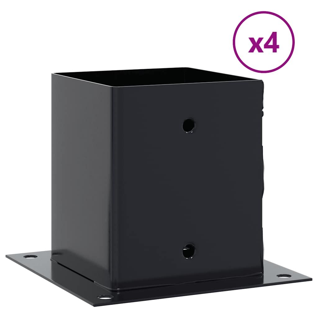 vidaXL Post Bases Square 4 pcs Anthracite 4.76x4.76" Powder-coated Steel