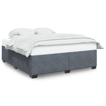 vidaXL Bed Frame without Mattress Dark Grey King Velvet