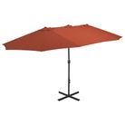 vidaXL Garden Parasol with Aluminum Pole 181.1"x106.3" Terracotta
