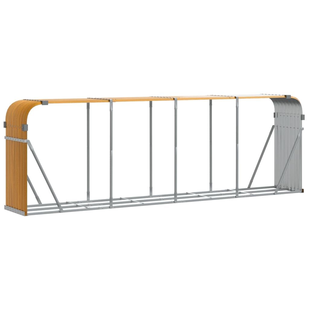 vidaXL Log Holder Wood Look 300x45x100 cm Galvanised Steel