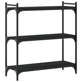 vidaXL Bookcase 3-Tier Black 31.5"x11.8"x33.9" Engineered Wood