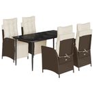 vidaXL 5 Piece Garden Dining Set with Cushions Brown Poly Rattan
