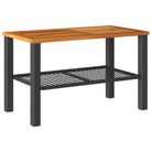 vidaXL Patio Table Black 27.6"x15"x16.5" Poly Rattan Acacia Wood