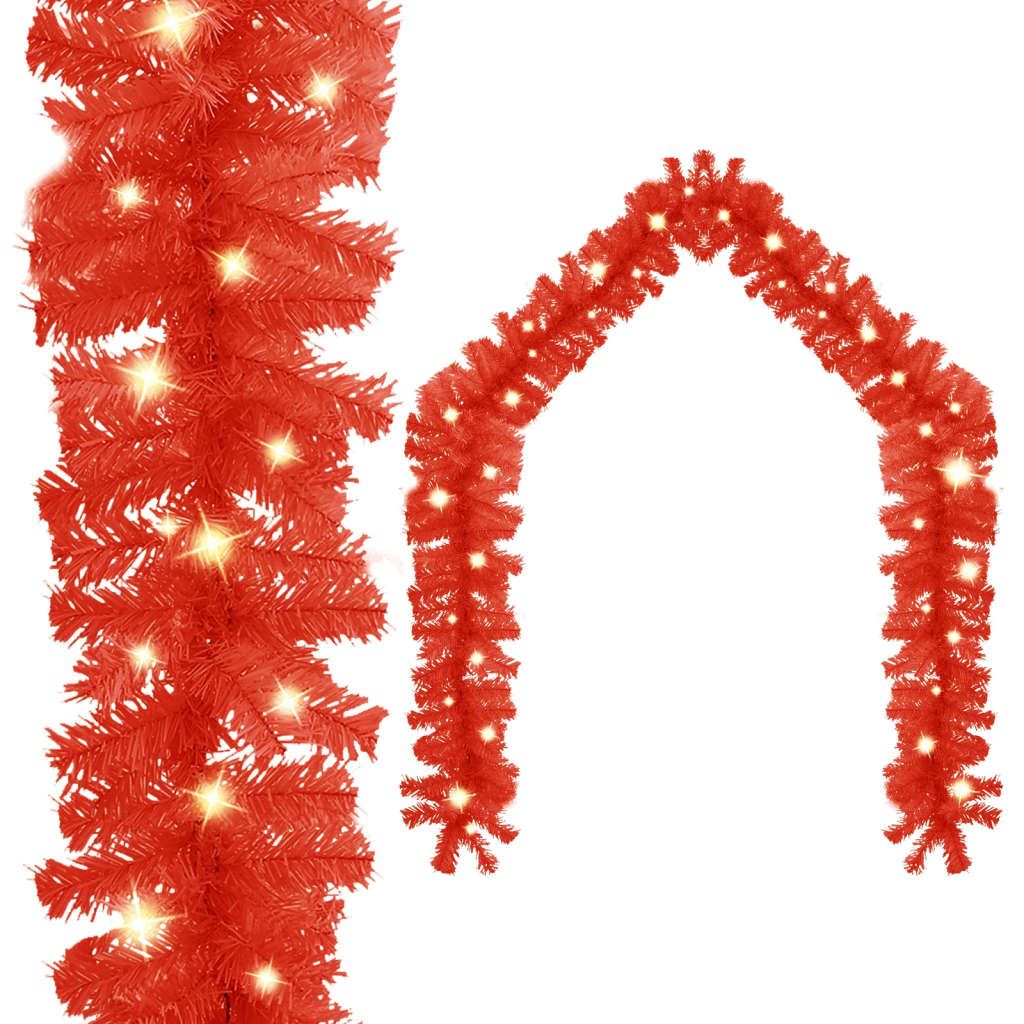 vidaXL Christmas Garland with LED Lights 33 ft Red