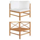 vidaXL Corner Sofa with Cream Cushions Solid Teak Wood