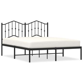 vidaXL Metal Bed Frame without Mattress with Headboard Black 150x200cm
