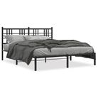 vidaXL Metal Bed Frame without Mattress with Headboard Black 59.1"x78.7"