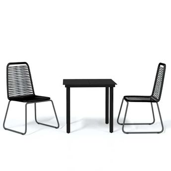 vidaXL 3 Piece Patio Dining Set Black