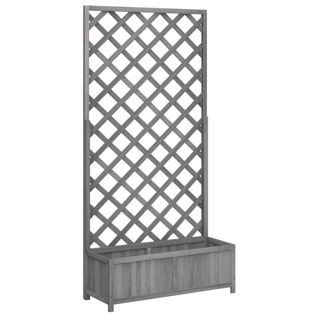 vidaXL Planter with Trellis Gray Solid Wood Fir