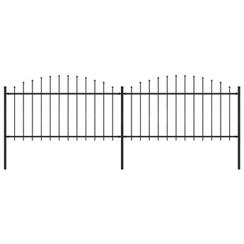 vidaXL Garden Fence with Spear Top Steel 359x150 cm Black