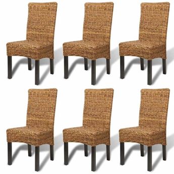 vidaXL Dining Chairs 6 pcs Abaca and Solid Mango Wood