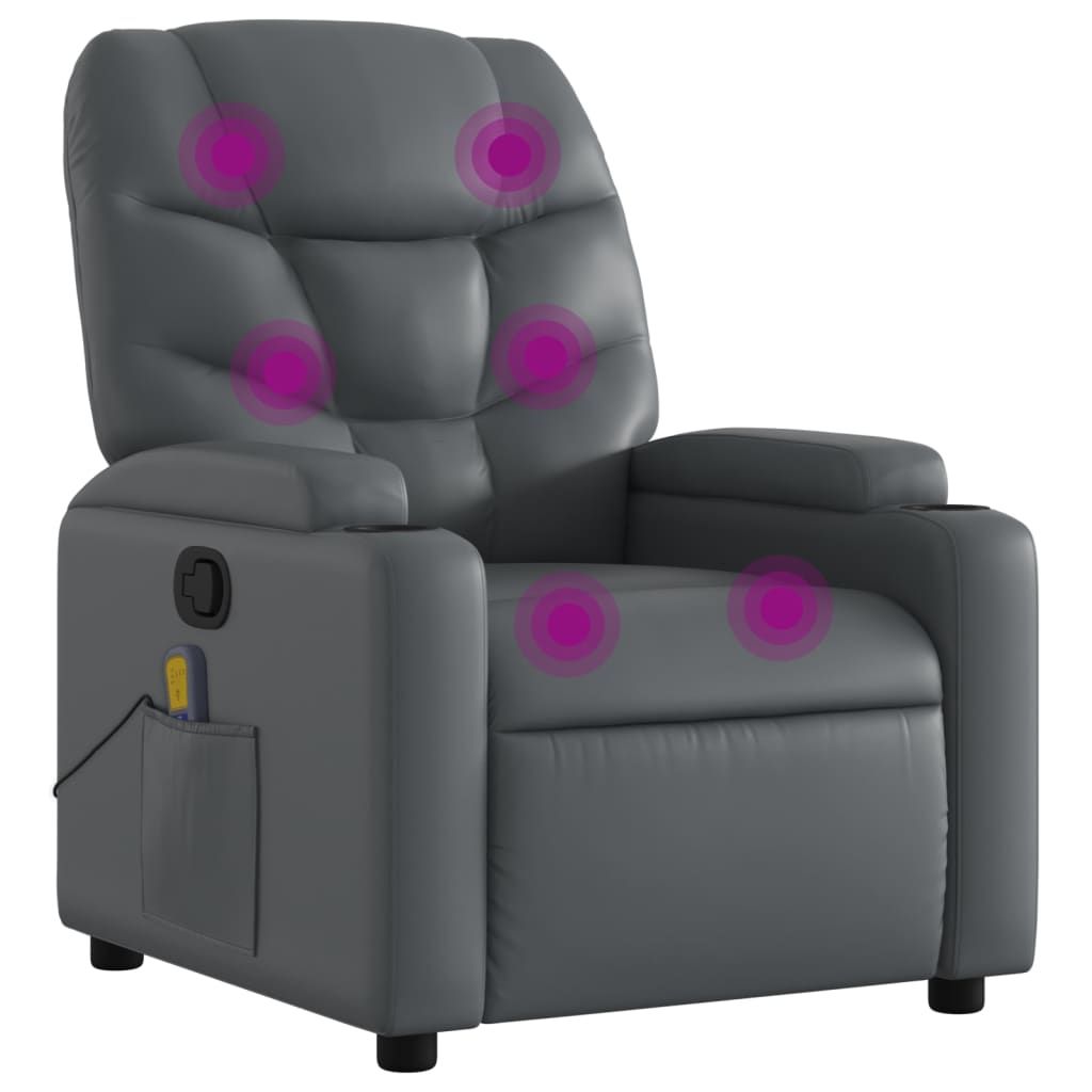 vidaXL Massage Recliner Chair Grey Faux Leather