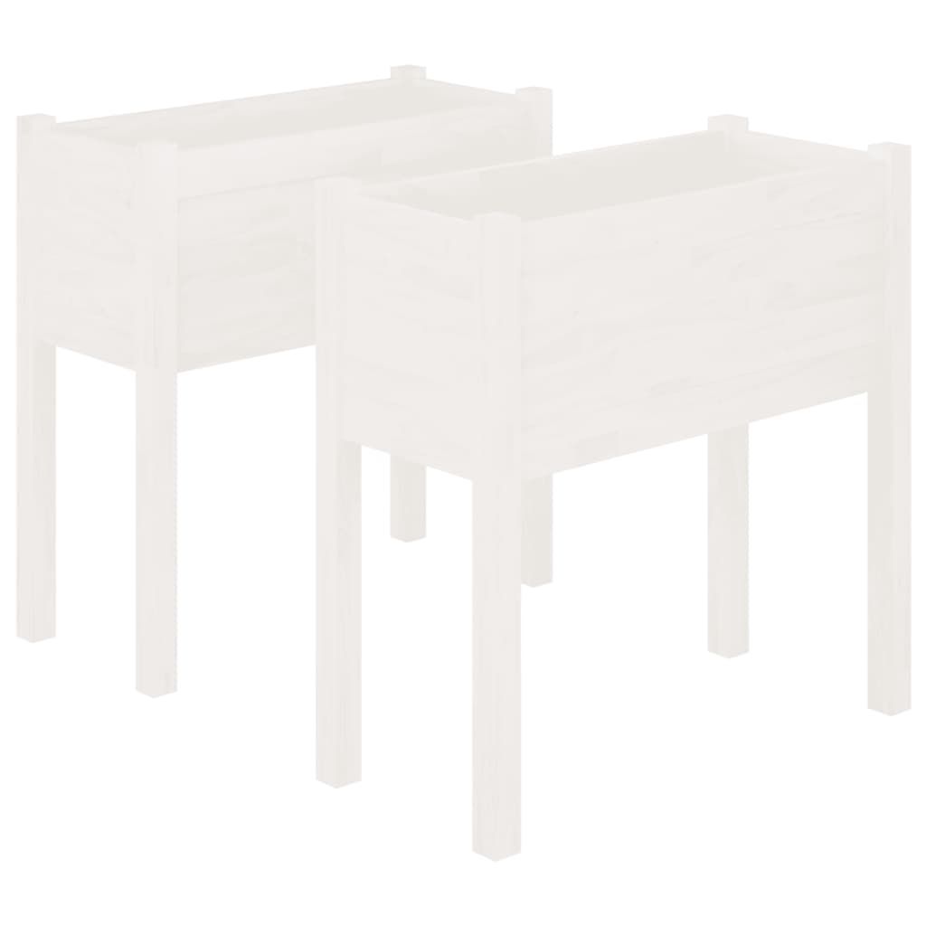 vidaXL Garden Planters 2 pcs White 27.6"x12.2"x27.6" Solid Wood Pine