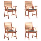 vidaXL Outdoor Dining Chairs 4 pcs with Cushions Solid Acacia Wood