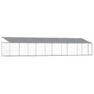 vidaXL Dog Cage with Roof and Door Gray 32.8'x6.6'x6.6' Galvanized Steel