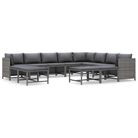 vidaXL 12 Piece Garden Lounge Set with Cushions Poly Rattan Grey