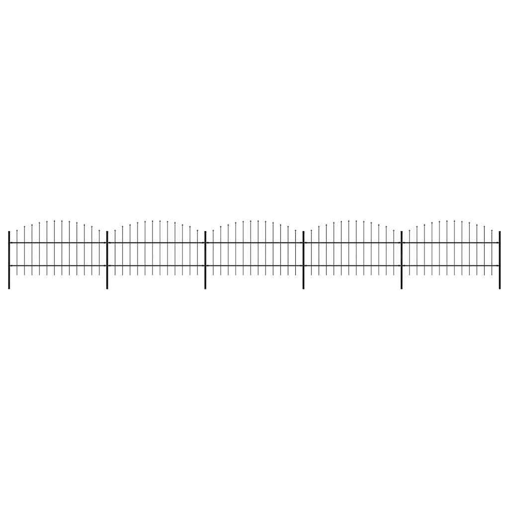 vidaXL Garden Fence with Spear Top Steel 892.5x100 cm Black